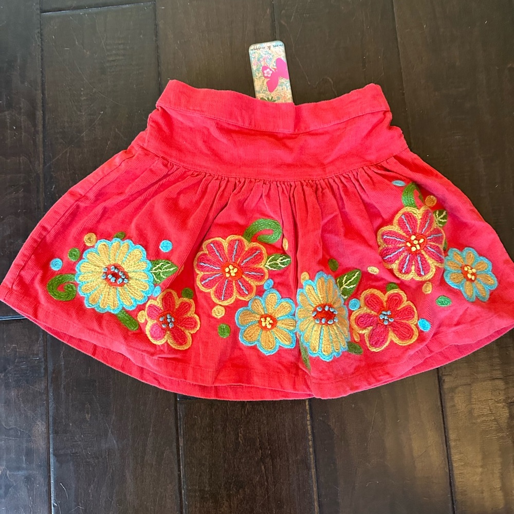 Coral MiMi & Maggie Floral Embroidered Skirt